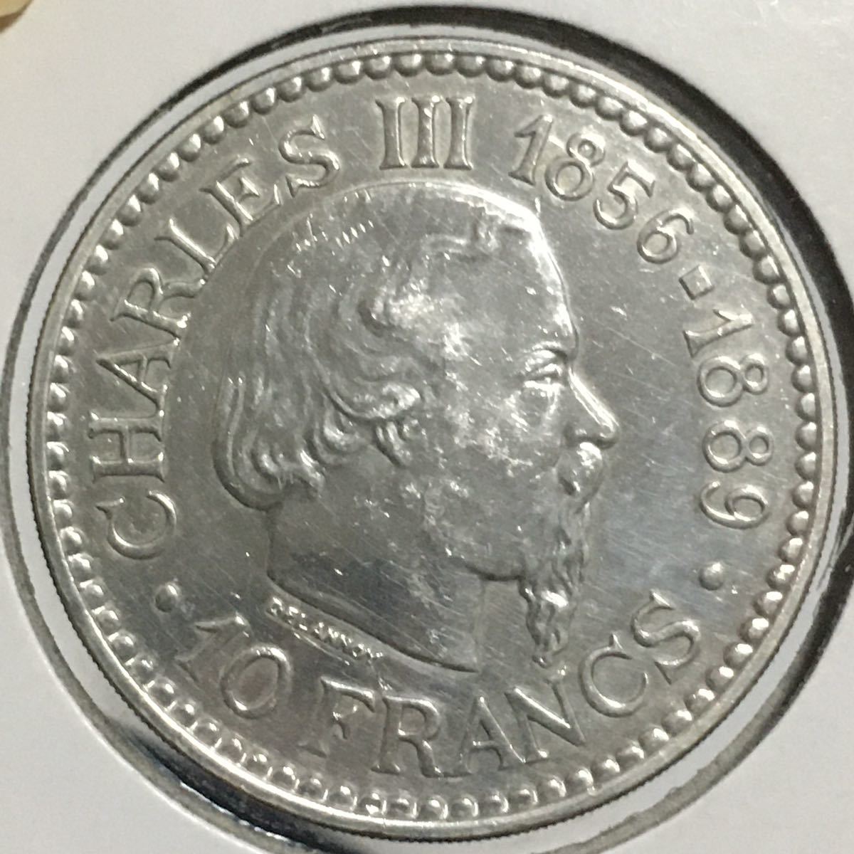 モナコ 10フラン銀貨 アルバート1世 1966年 シャルル3世像