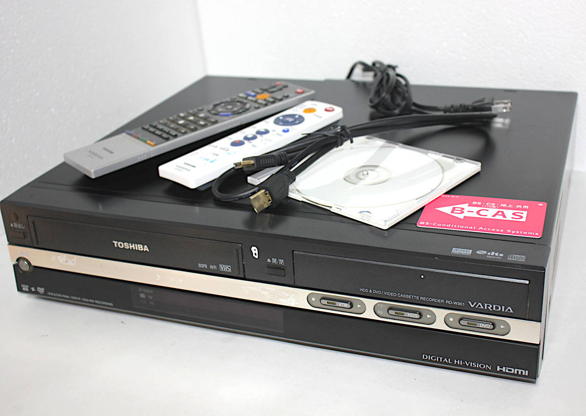 TOSHIBA 東芝 RD-W301 VHS⇔HDD⇔DVDレコーダー リモコン HDMIケーブル 