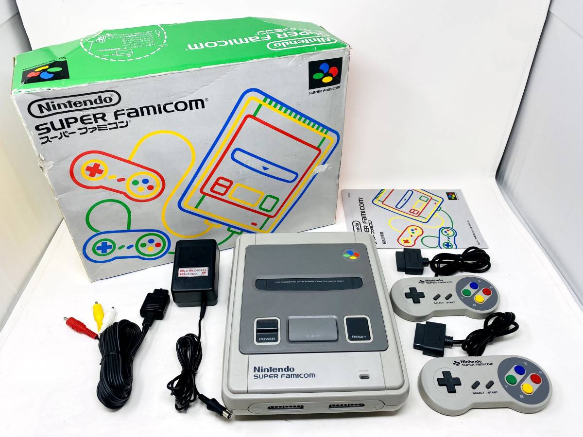 0215 任天堂スーパーファミコン本体&コントローラー2個 昭和当時物中古