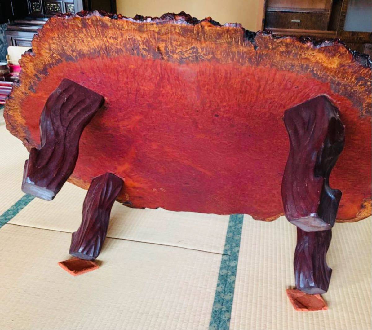 花台 飾り台 盆栽台 天然木 花梨一枚板 チーク総無垢材 無垢