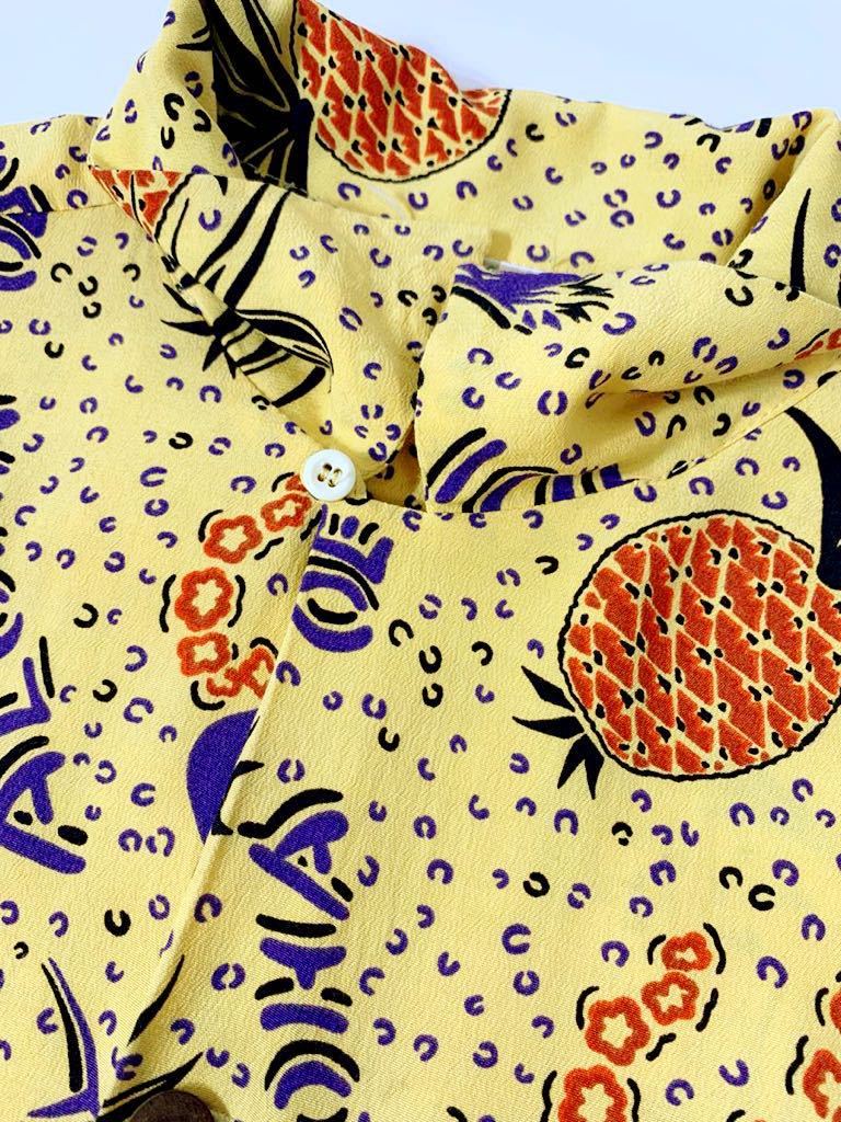 アロハシャツ California IN ハワイアンシャツ 3951希少リネン・美品ロンハーマン ハイビスカス柄 希少美品aloha MADE IN California パイナップル柄ビンテージアロハシャツメイドインカリフォルニアレーヨン100%VINTAGEハワイアンシャツ