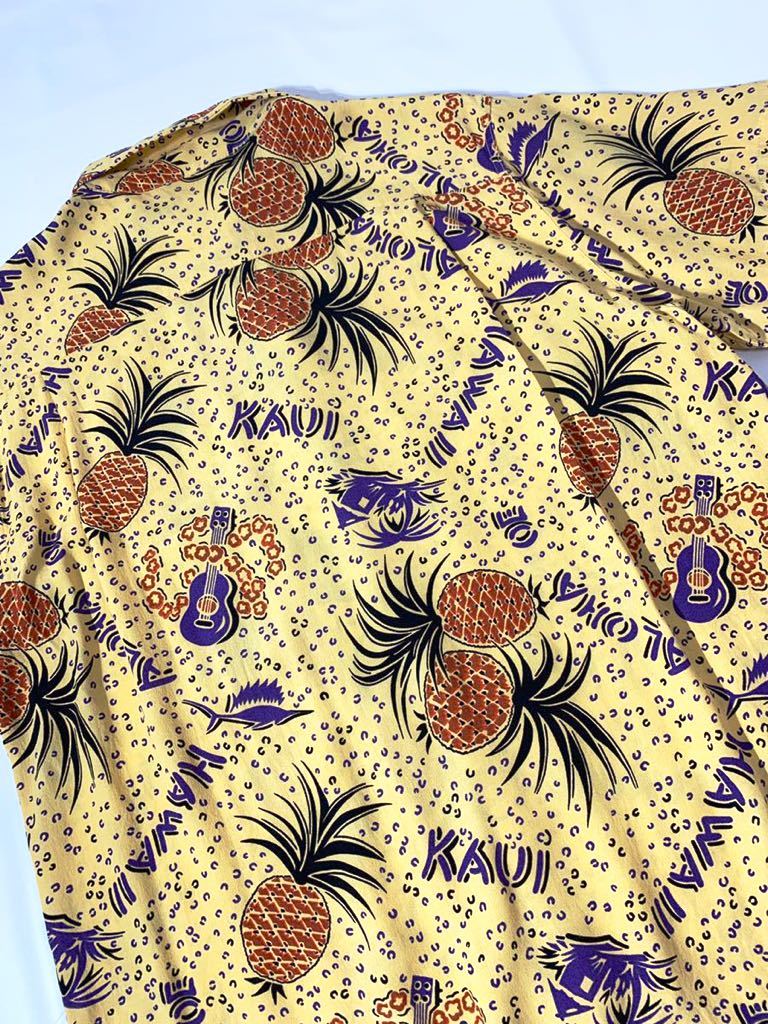 アロハシャツ California IN ハワイアンシャツ 3951希少リネン・美品ロンハーマン ハイビスカス柄 希少美品aloha MADE IN California パイナップル柄ビンテージアロハシャツメイドインカリフォルニアレーヨン100%VINTAGEハワイアンシャツ