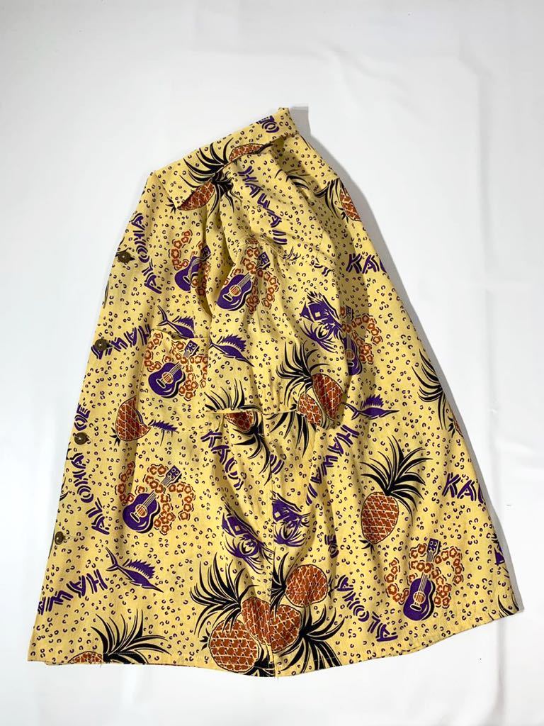 アロハシャツ California IN ハワイアンシャツ 3951希少リネン・美品ロンハーマン ハイビスカス柄 希少美品aloha MADE IN California パイナップル柄ビンテージアロハシャツメイドインカリフォルニアレーヨン100%VINTAGEハワイアンシャツ