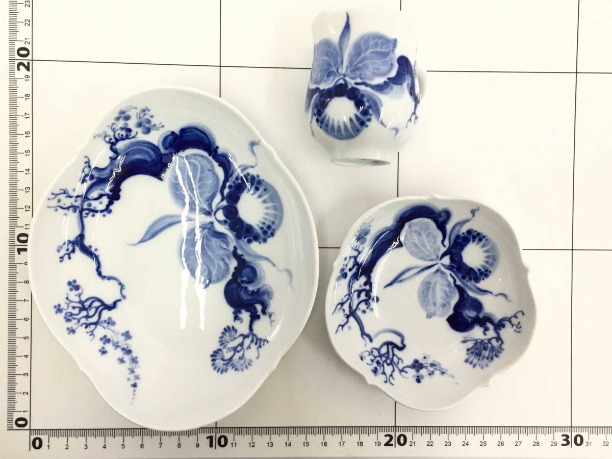 ○1円 超美品 マイセン ブルーオーキッド プレート皿 デミタス カップ 