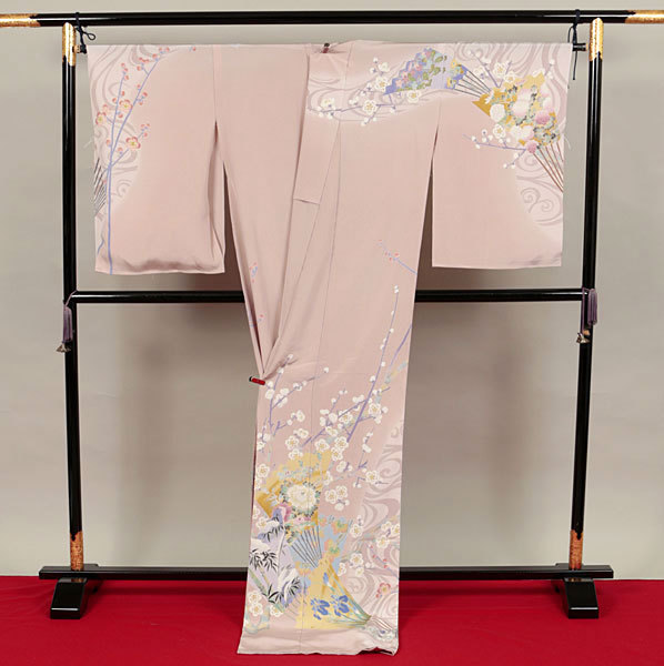 和遊館】即決eha1366 お仕立て付き！本加賀友禅「赤地暁」浜ちりめん 