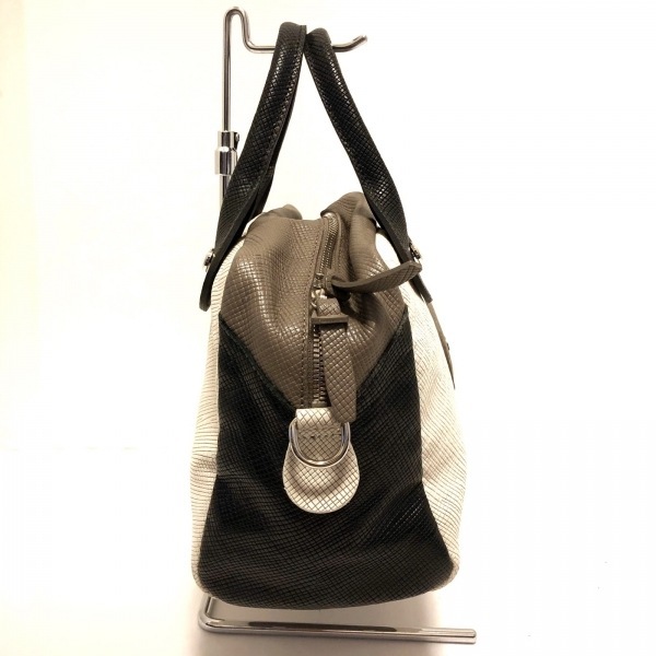 ロンシャン LONGCHAMP ハンドバッグ - レザー 白×黒×グレーベージュ 型