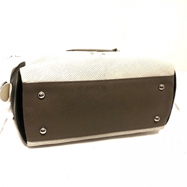 ロンシャン LONGCHAMP ハンドバッグ - レザー 白×黒×グレーベージュ 型