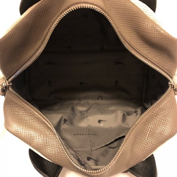 ロンシャン LONGCHAMP ハンドバッグ - レザー 白×黒×グレーベージュ 型