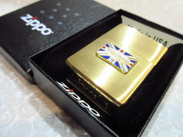 【Spiral】トライアンフ&英国旗 真鍮製Zippo/ジッポライター・ゴールド【Zippo】新品/TRIUMPH/
