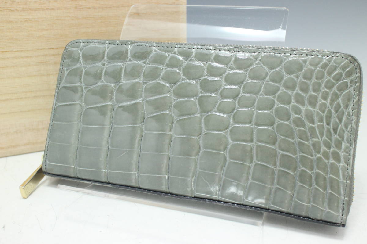 1円～新品/定価35万【ヘンローン/クロコダイル本革】ラウンド 