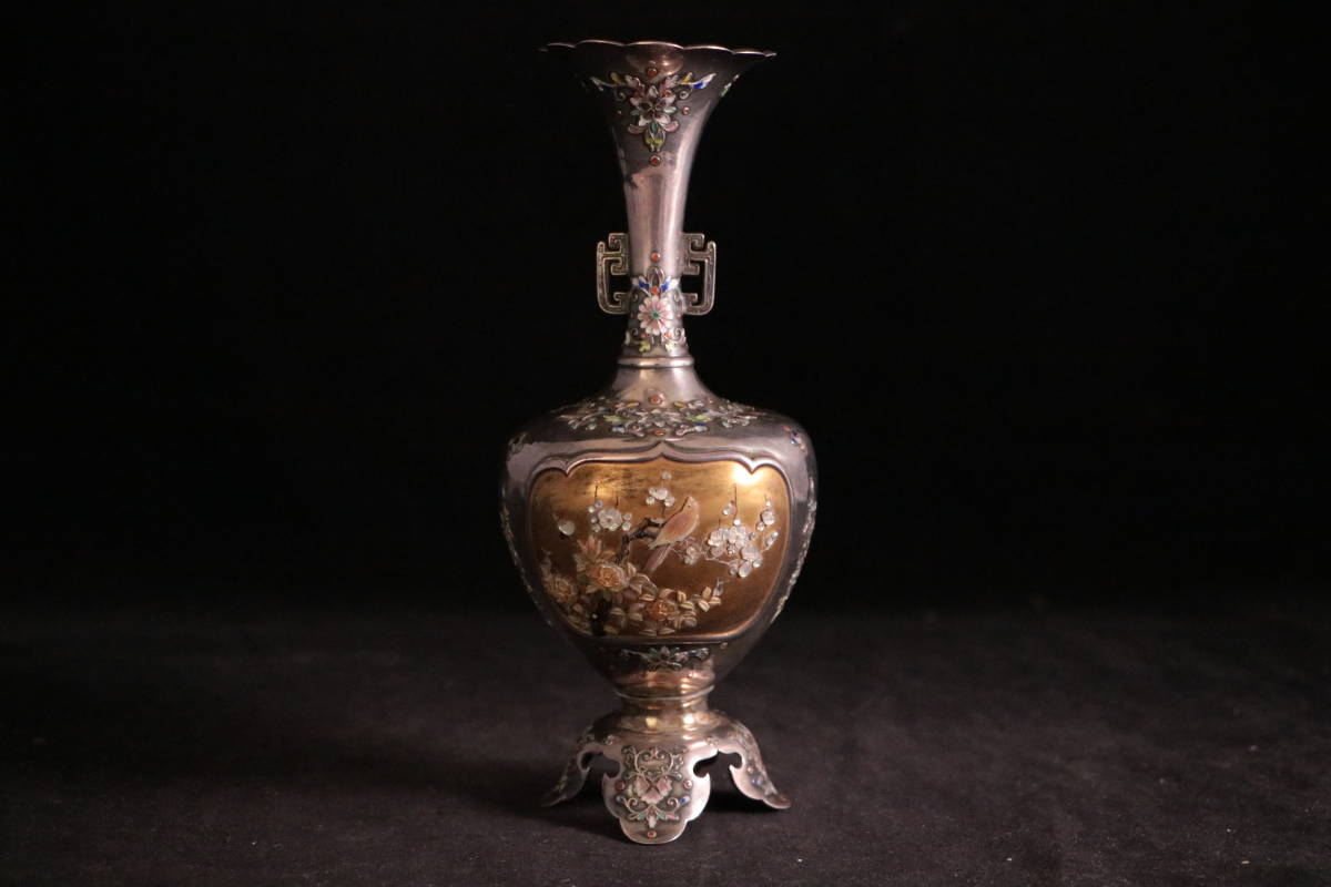 芝山細工 銀七宝鳳龍図 芝山象嵌 明治工芸・明治金工の販売専門店 明治