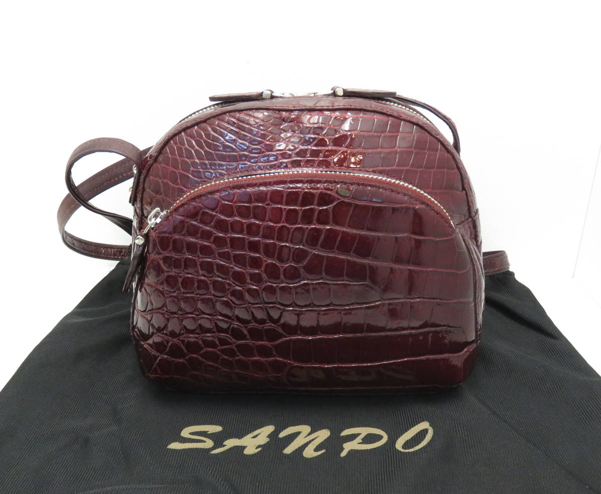 ネット割引 ☆Sanpo/サンポー 三宝 JRA公認 クロコ レザー ショルダー