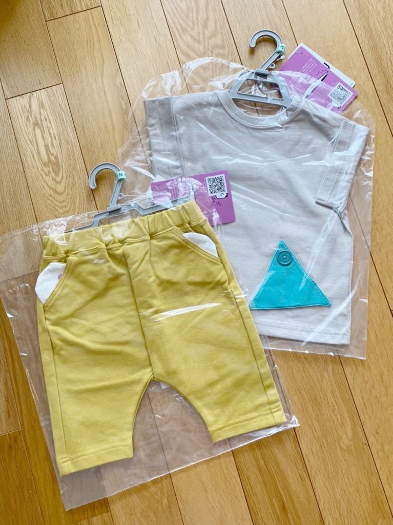 ☆新品　GU ジーユー　コラボ　ハーフパンツ　シナぷしゅ 90cm しなぷしゅ　シナプシュ　パープル　Tシャツ 半袖　2点セット