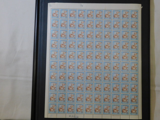 切手コレクターからの大量出品　普通切手　おしどり　第1次円単位　5円×100枚シート②　！！