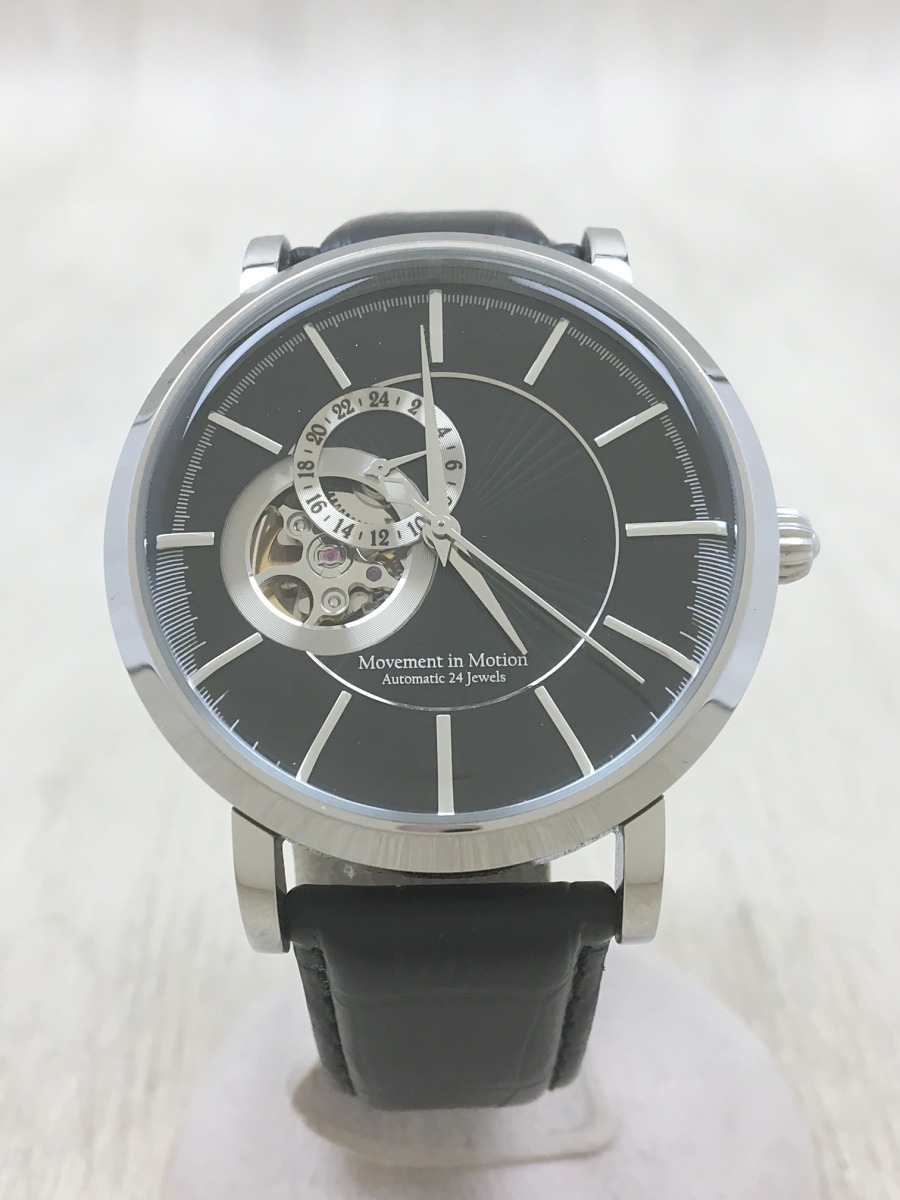 Movement In Motion◇自動巻腕時計/アナログ/レザー/BLK/BLK/NH39-D001