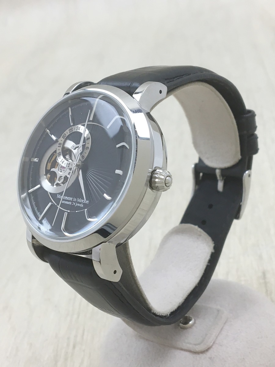 Movement In Motion◇自動巻腕時計/アナログ/レザー/BLK/BLK/NH39-D001