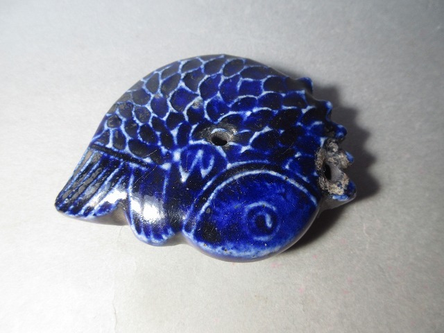 李朝　瑠璃釉　魚形水滴　V　R4752 李朝 瑠璃釉 魚形水滴 | 水滴 ①李朝瑠璃釉魚形