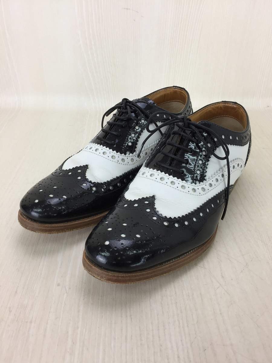 Church’s◆エナメル切替レザーシューズ/36/BLK/レザー/OXFORD SHOES/ウィングチップ/メダリオン