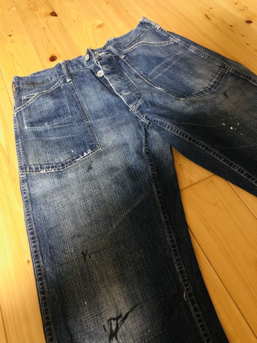 cootie デニムベイカーパンツ ペイント加工 M COOTIE アーミーデニム