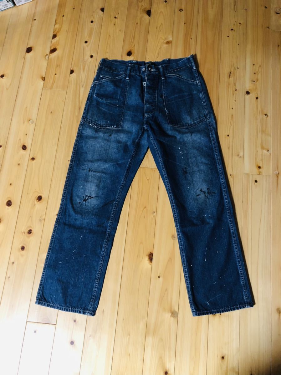 cootie デニムベイカーパンツ ペイント加工 M COOTIE アーミーデニム