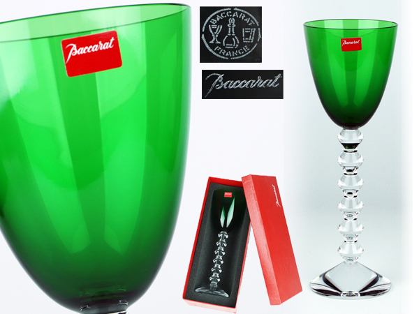 【魁】未使用品 Baccarat バカラ クリスタル ベガ フォルテッシモ ワイングラス 高さ23㎝ グリーン 専用BOX付