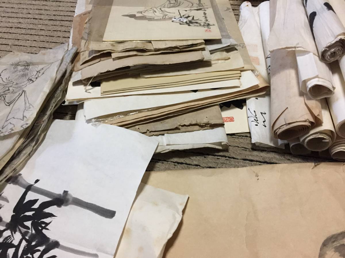 古い紙物大量まとめて～まくり 蔵出 肉筆 紙本 絹本 墨書 古書 古画