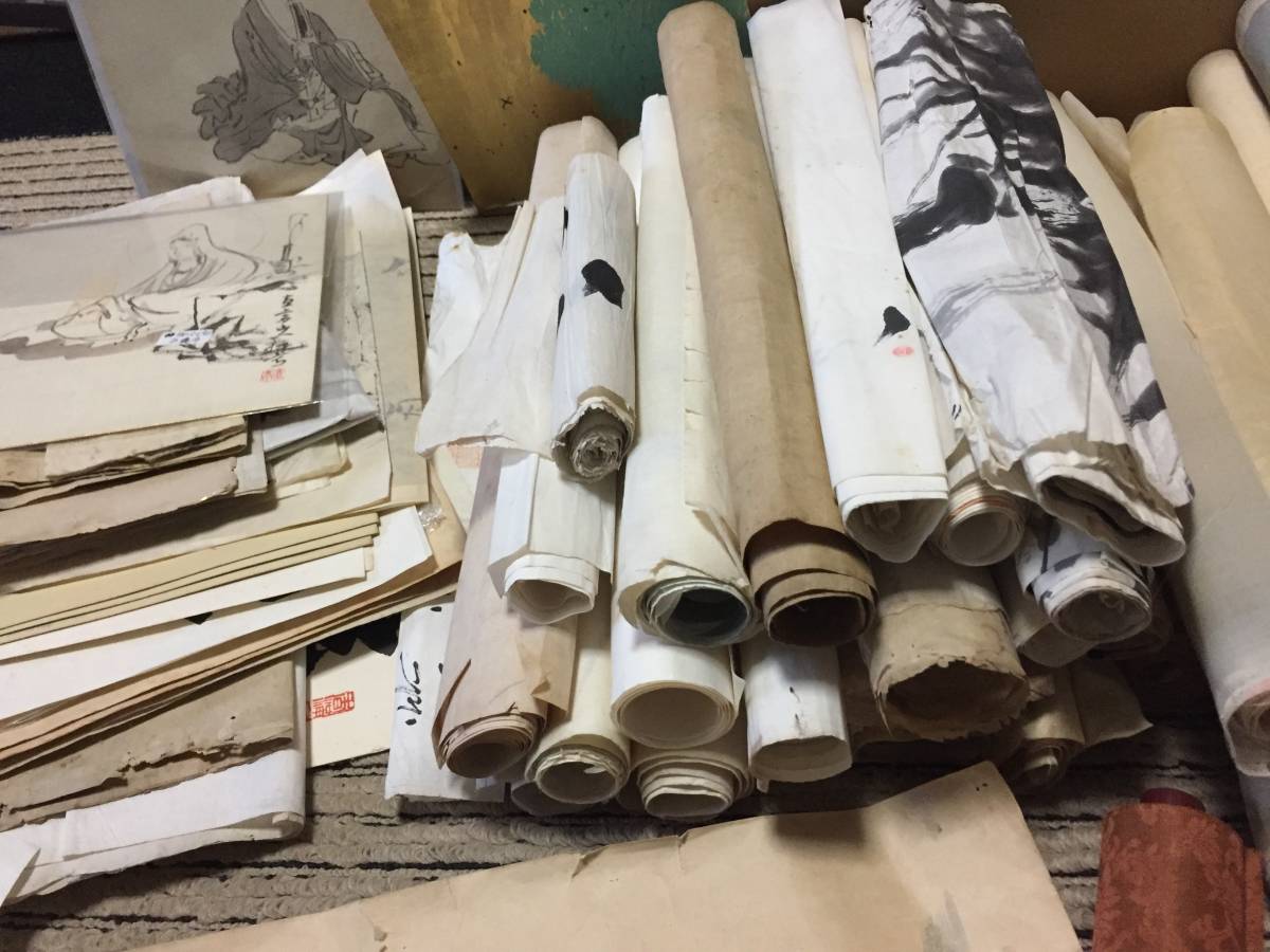 古い紙物大量まとめて～まくり 蔵出 肉筆 紙本 絹本 墨書 古書 古画