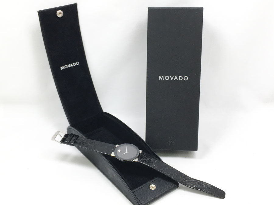 可動品・美品!MOVADO モバード ミュージアム クオーツ メンズ腕時計 84.C6.877.2 箱付き