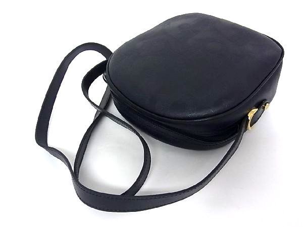 1円 ■美品■ Christian Dior クリスチャンディオール レザー G金具 ショルダーバッグ ポシェット 斜め掛け レディース ブラック系 S0656fN Christian アクセサリー Dior ビジネス ラインストーン クリスチャン・ディオール(か
