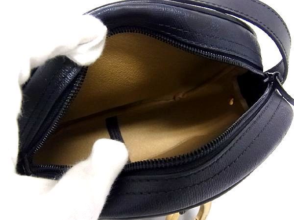 1円 ■美品■ Christian Dior クリスチャンディオール レザー G金具 ショルダーバッグ ポシェット 斜め掛け レディース ブラック系 S0656fN Christian アクセサリー Dior ビジネス ラインストーン クリスチャン・ディオール(か