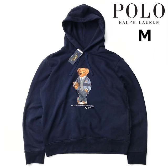 1円～!売切!【正規新品】POLO RALPH LAUREN◆プルオーバー パーカー フーディー US買付 ポロベア フーディー 裏起毛(M)紺 190131-120