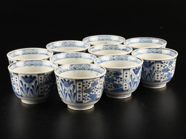 【流】古美術品 古染芙蓉手向付十客 KB670