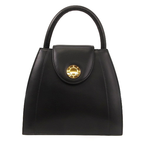 ジバンシィ GIVENCHY ハンドバッグ サークルロゴ 金具ゴールド ロゴ レザー 黒 ブラック 鞄 レディース
