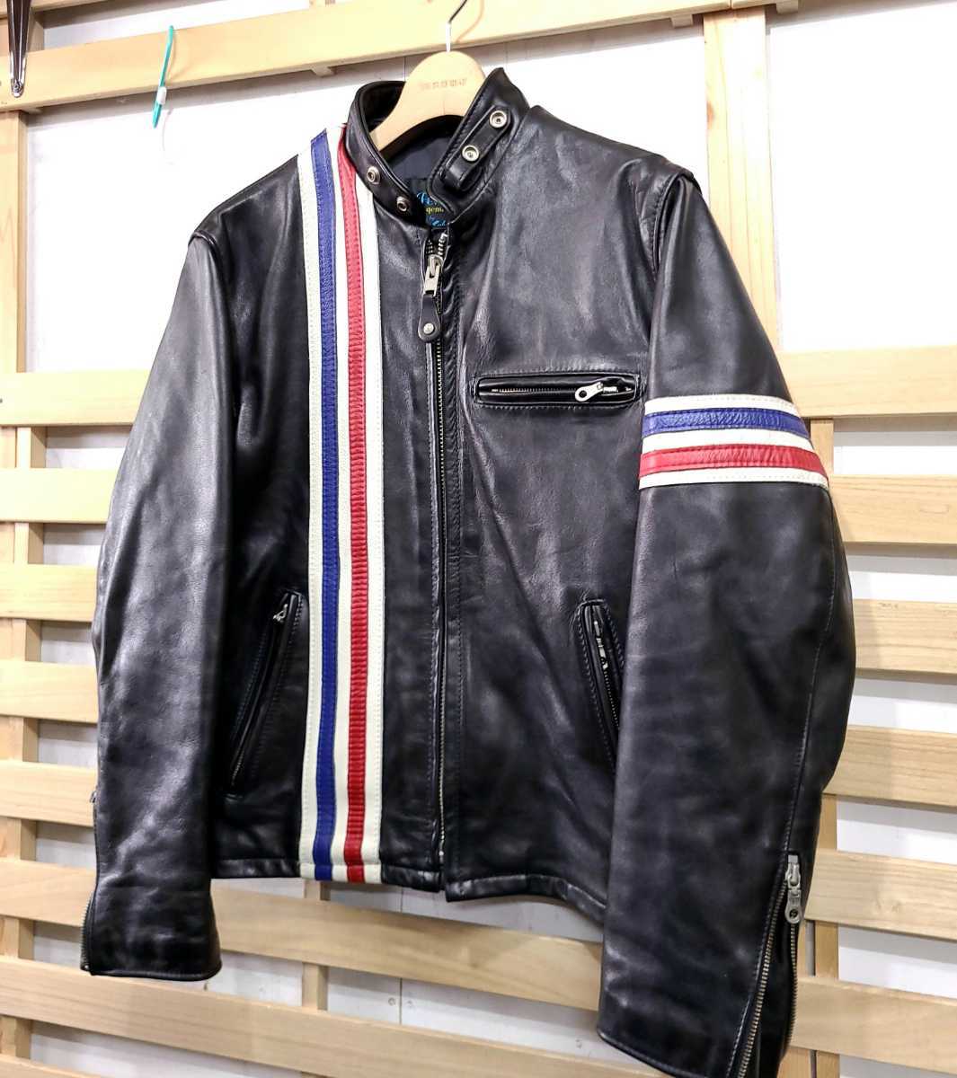 Schott シングルライダース ブラック レザー 36（Schott ブラック 