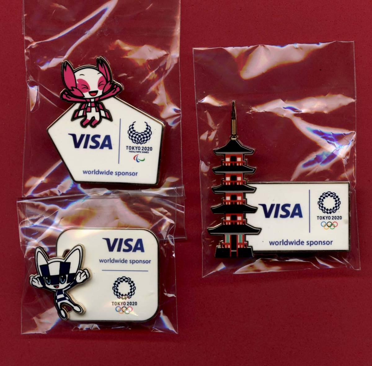 TOKYO2020！貴重なパッケージ入りUSAピンバッジ ☆東京オリンピック VISAピンバッジのセット☆ VISA 東京オリンピック