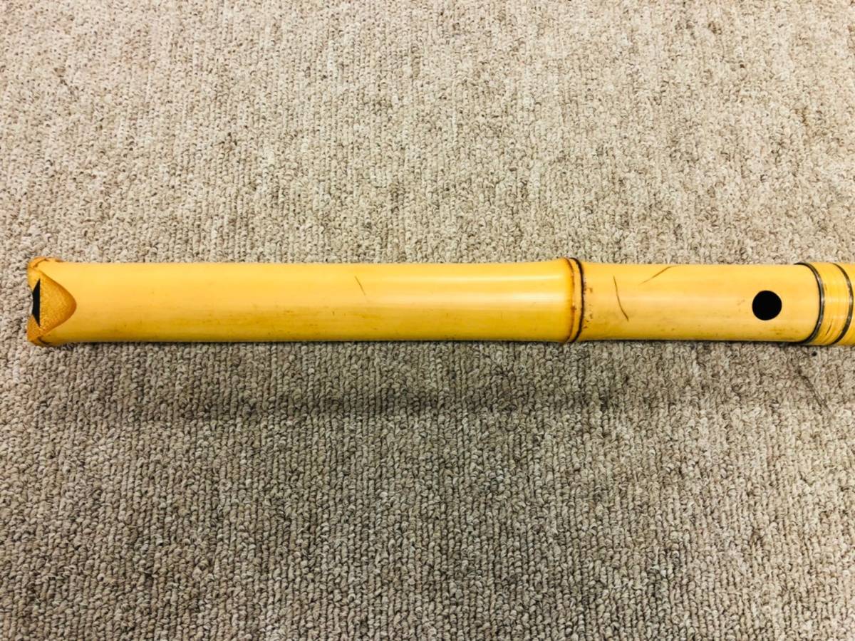 B◇尺八 琴古流 竹治 銀三線 籐巻 竹製 57.5cm 1