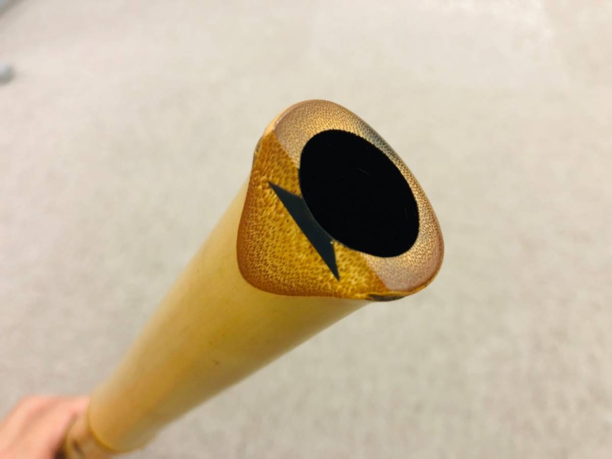 B◇尺八 琴古流 竹治 銀三線 籐巻 竹製 57.5cm 1