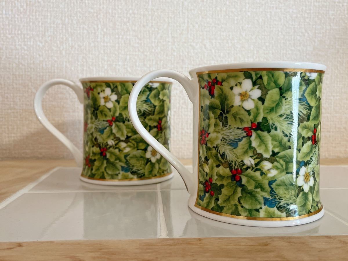  DUNOON ダヌーン FINE BONE CHINA マグカップ 2客セット自宅保管品 ひいらぎ 柊 クリスマス ホーリー Christmas holly イギリス(陶磁製)｜売買されたオークション情報、yahooの商品情報をアーカイブ公開 茶器