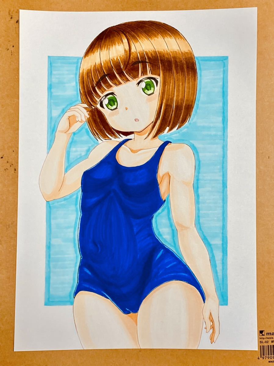 オリジナル 手描きイラスト 水着 ◇ 女の子 A4 - 夏 Yahoo