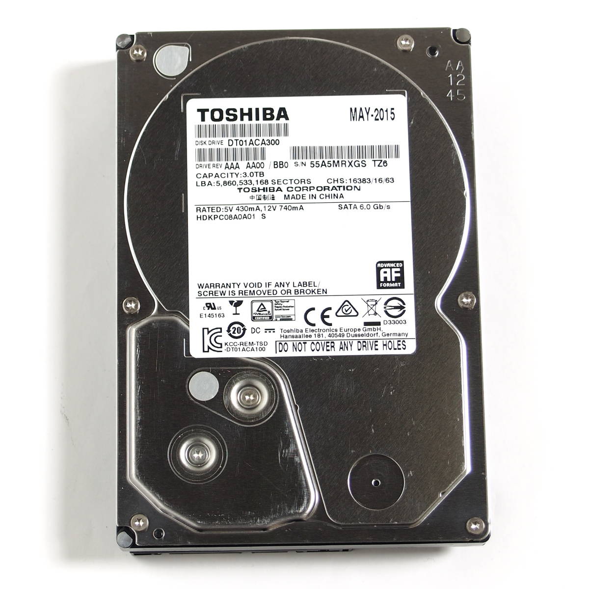 3TB SATA DT01ACA300 Toshiba 64MB TOSHIBA HDD Hard Drive RPM 東芝 0 