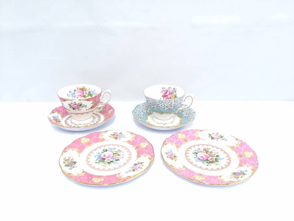 【美品】ROYAL ALBERT ロイヤルアルバート カップ&ソーサー プレート 計4点セット/レディーカーライル/エンチャントメント/西洋陶器/LJT100