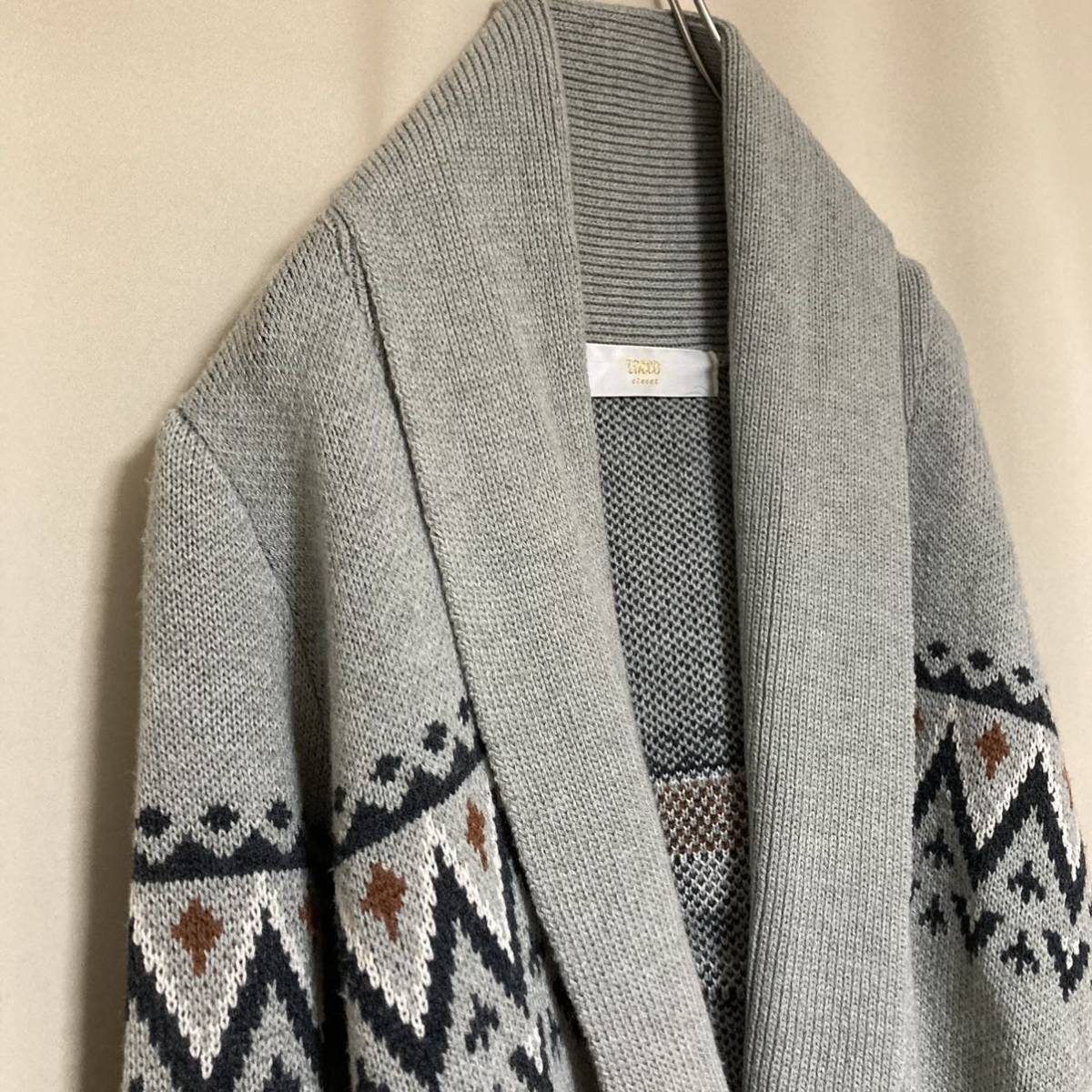 Tocco Closet トッコクローゼット ノルディック柄ニットコーディガン ロングカーディガン Mサイズ ライトグレー レディース Mサイズ 売買されたオークション情報 Yahooの商品情報をアーカイブ公開 オークファン Aucfan Com