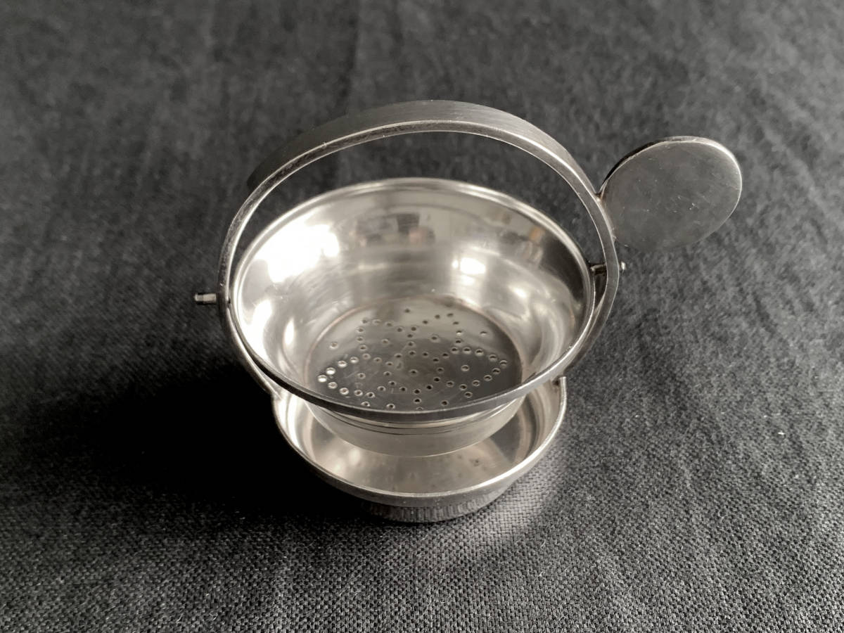 フランス 1950-60s ティー ストレーナー トレイ付き 茶漉し シルバー