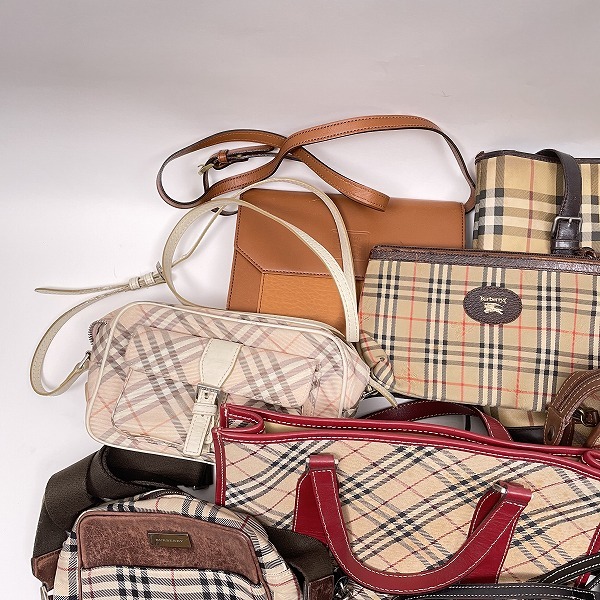 バーバリー ハンドバッグ チェック柄 キャンバス レザー BURBERRY