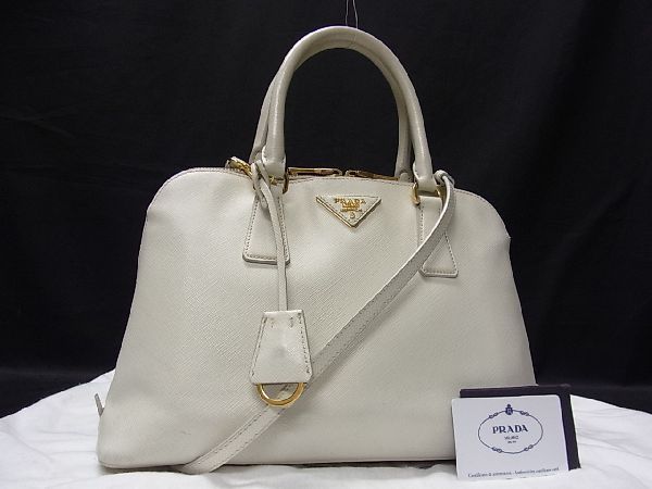 1円 PRADA プラダ BL0837 サフィアーノレザー G金具 2WAY ハンドバッグ 