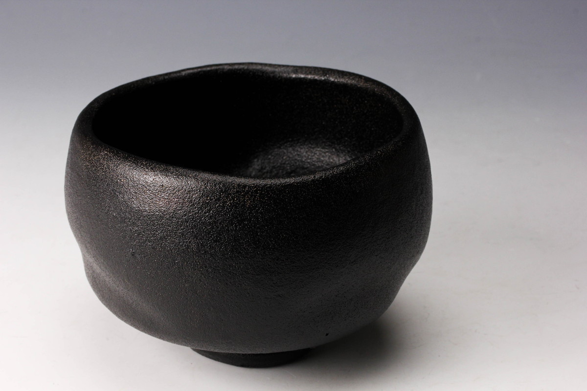 紀州焼 那智黒茶碗 工芸品 那智黒 佳香寒川栖豊 『裏千家』鵬雲斎宗匠