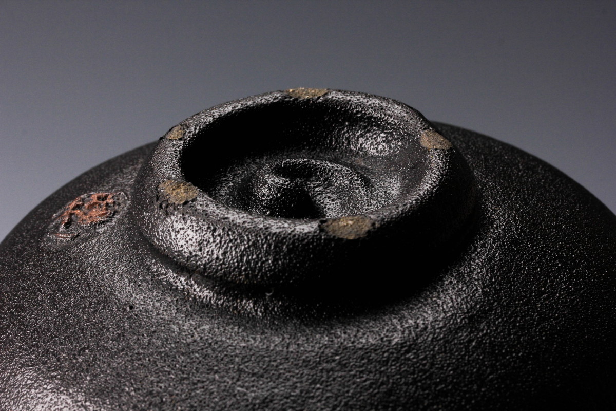 紀州焼 那智黒茶碗 工芸品 那智黒 佳香寒川栖豊 『裏千家』鵬雲斎宗匠