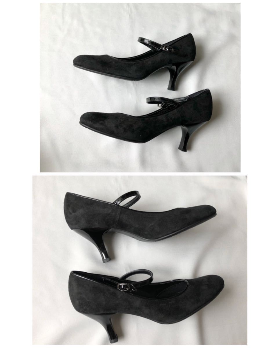 ワコール サクセスウォーク スエード パンプス ストラップ 22.5E 黒 ブラック　Wacoal success walk サクセスウォーク パンプス ワコール walk 7cmヒール バーガンディスエード