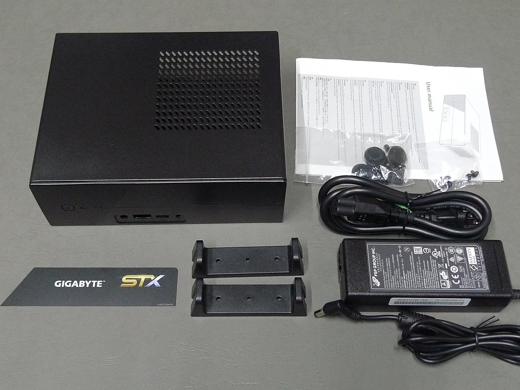 Akasa A-STX04-M1B Mini-STXケース + FSP製ACアダプター電源 GIGABYTE GA-H110MSTX-