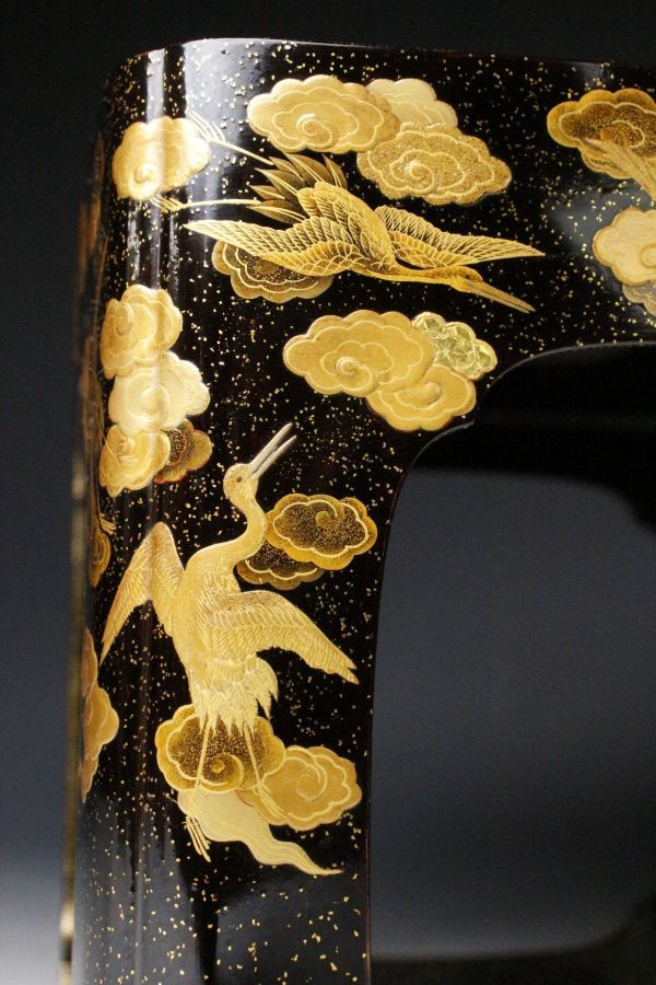 LIG】時代名品 高盛金蒔絵 伊藤若冲図蒔絵 玉眼 双鶏図盃台 福禄寿図